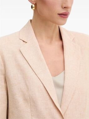 KGR Linen Tweed Oversized Light Peach Single-Breasted Blazer sz L